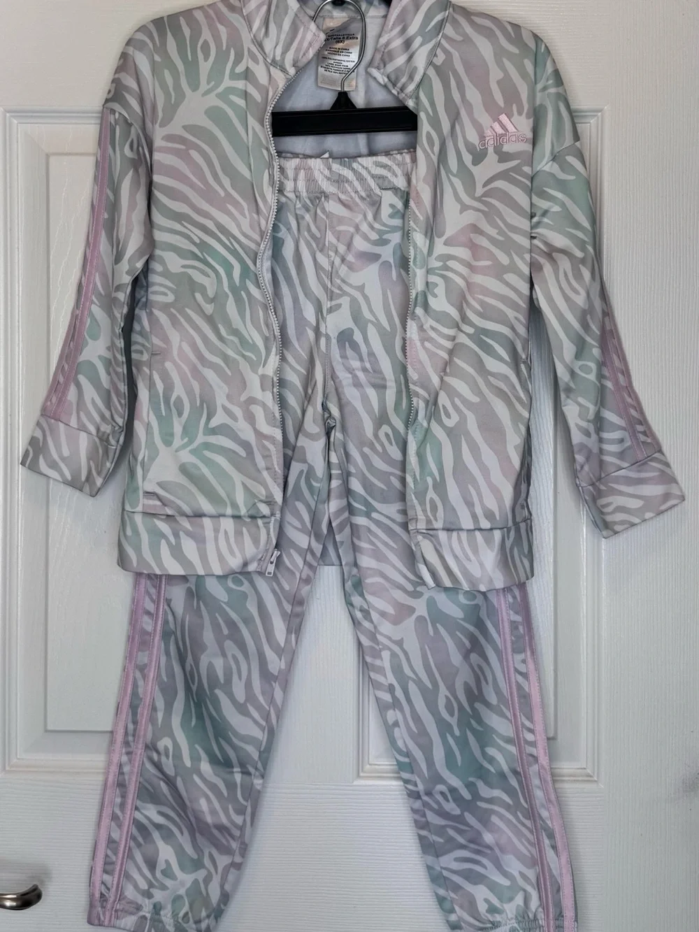 adidas Pastel Zebra Track Pajama Set - Mint, Pink, Gray